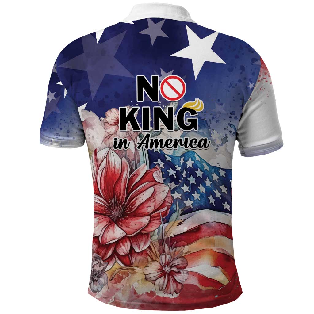 No Kings In America Polo Shirt Watercolor Floral LT01