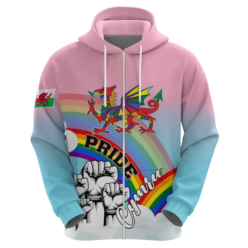 Personalised Pride Cymru Hoodie Welsh Dragon Rainbow Version LT01