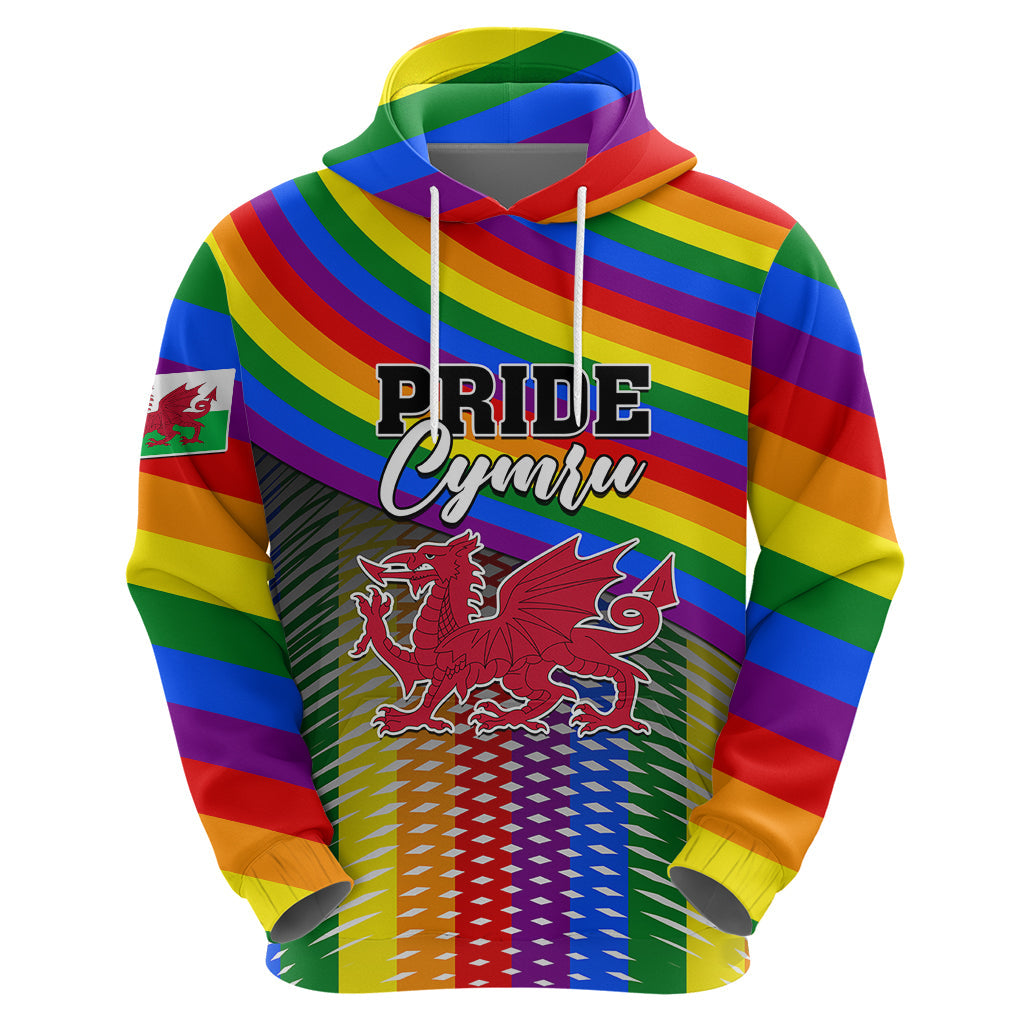 Pride Cymru Hoodie Love is Love Welsh Red Dragon LT01