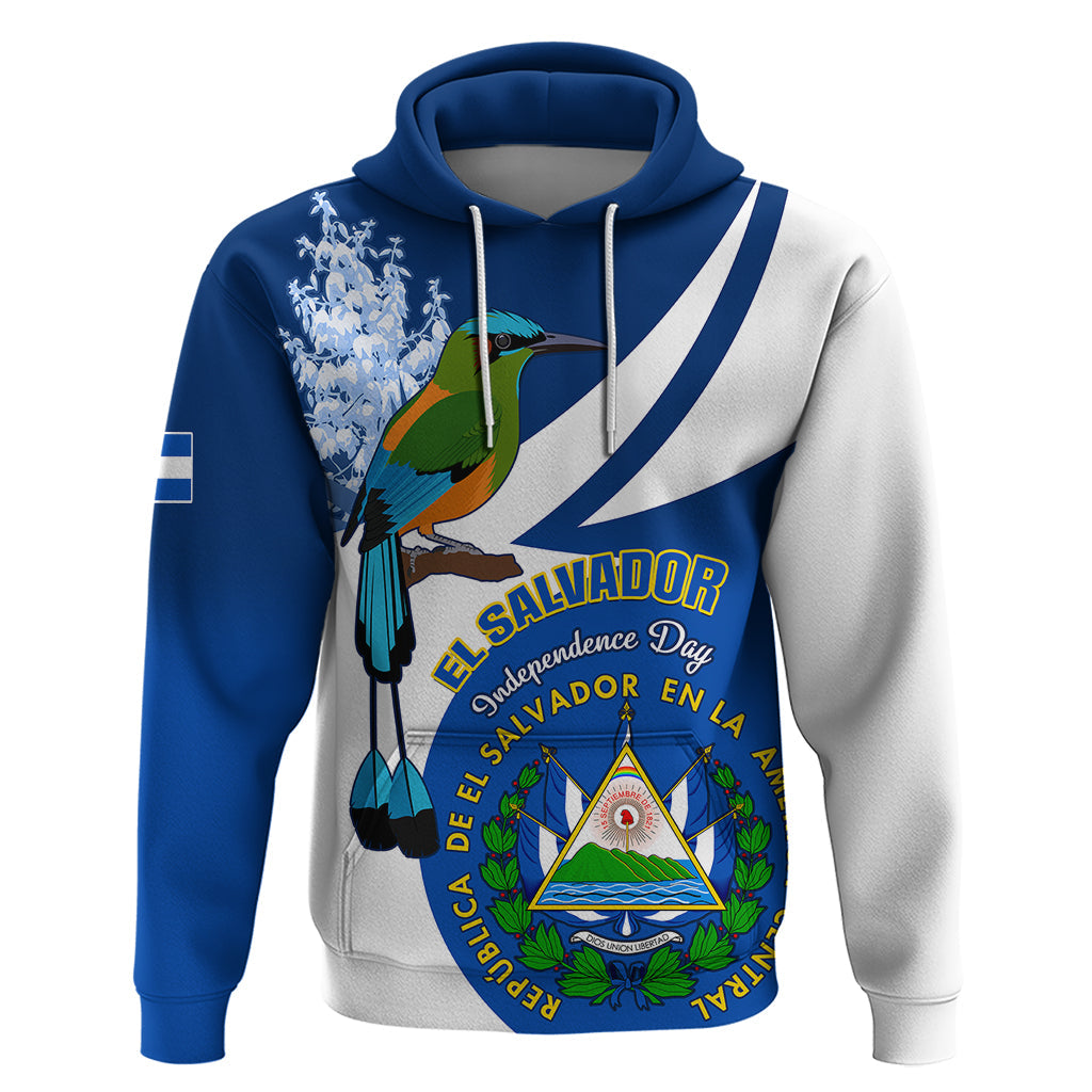 Personalised El Salvador Independence Day Hoodie Motmot With Flor De Izote LT01