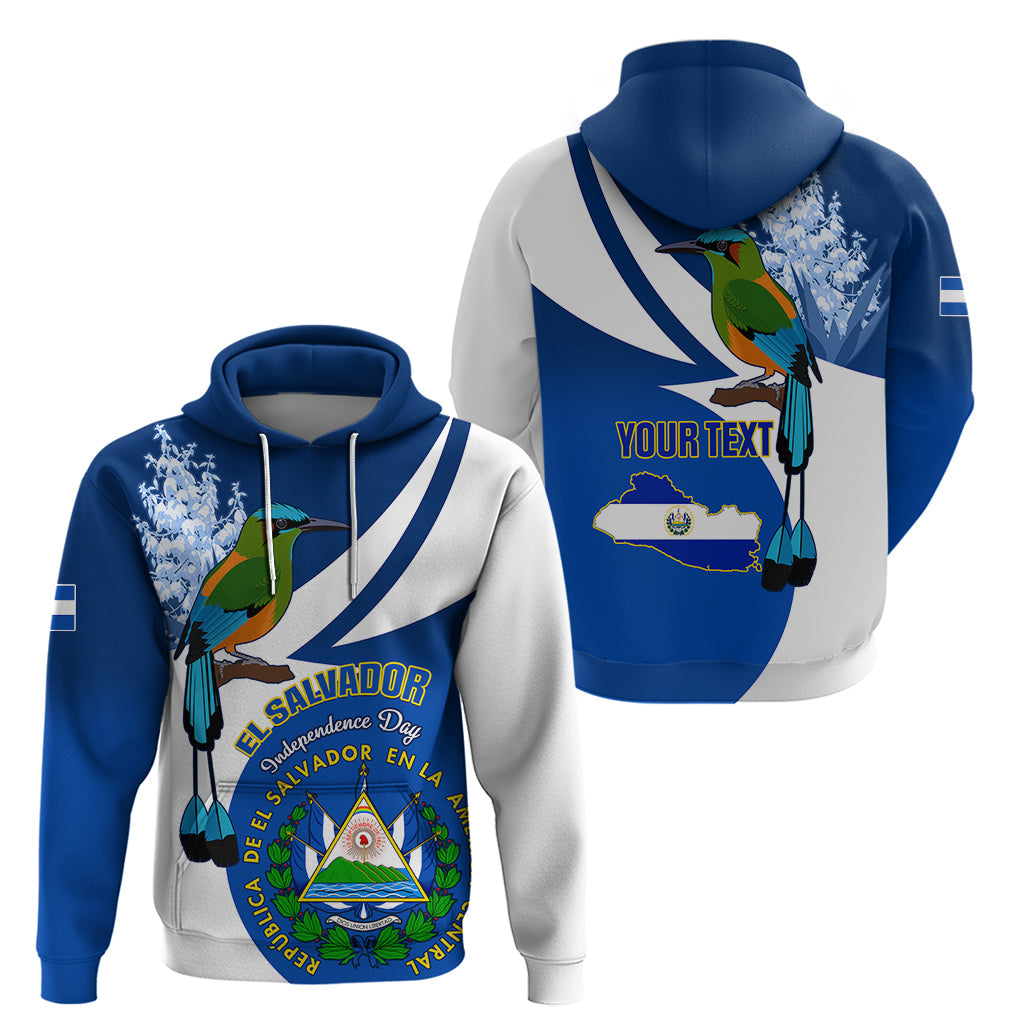 Personalised El Salvador Independence Day Hoodie Motmot With Flor De Izote LT01