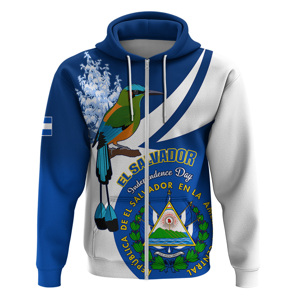 Personalised El Salvador Independence Day Hoodie Motmot With Flor De Izote LT01