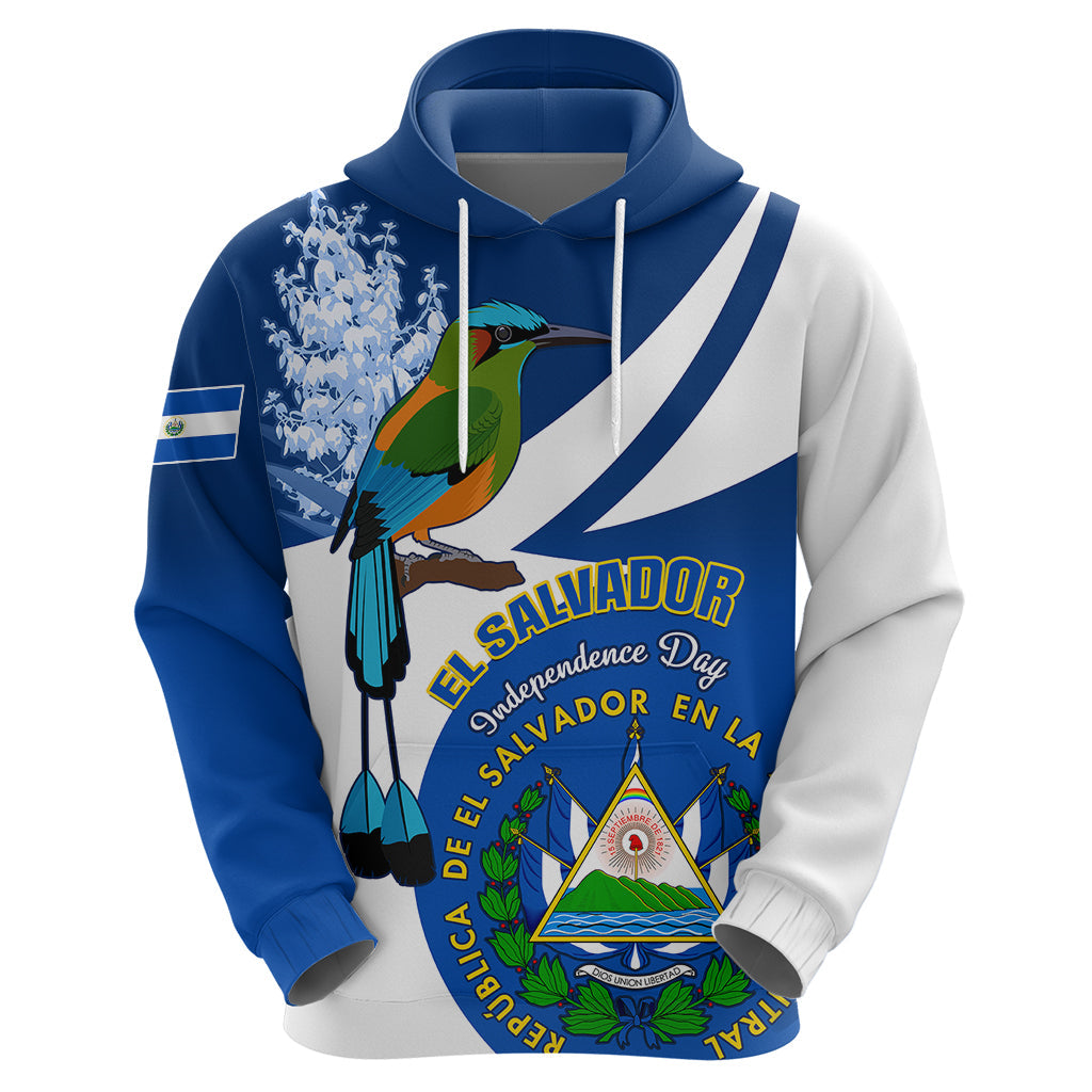 Personalised El Salvador Independence Day Hoodie Motmot With Flor De Izote LT01