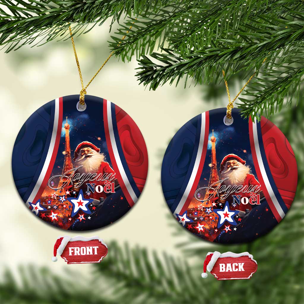 France Christmas Ceramic Ornament Joyeux Noel Santa Claus Eiffel Tower LT01