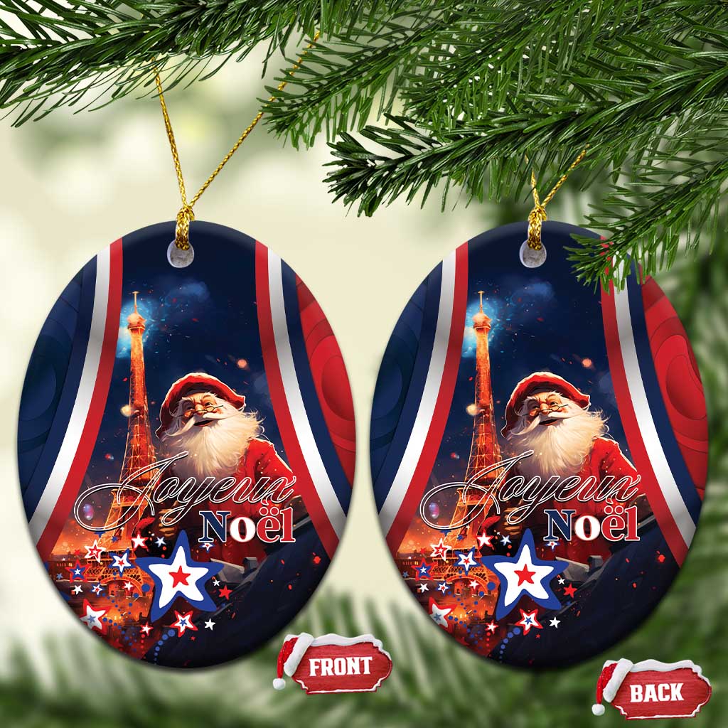 France Christmas Ceramic Ornament Joyeux Noel Santa Claus Eiffel Tower LT01