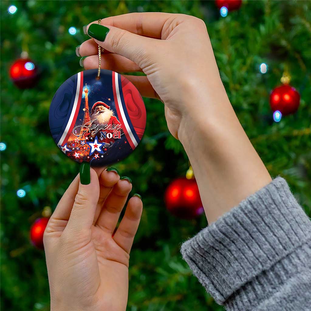 France Christmas Ceramic Ornament Joyeux Noel Santa Claus Eiffel Tower LT01