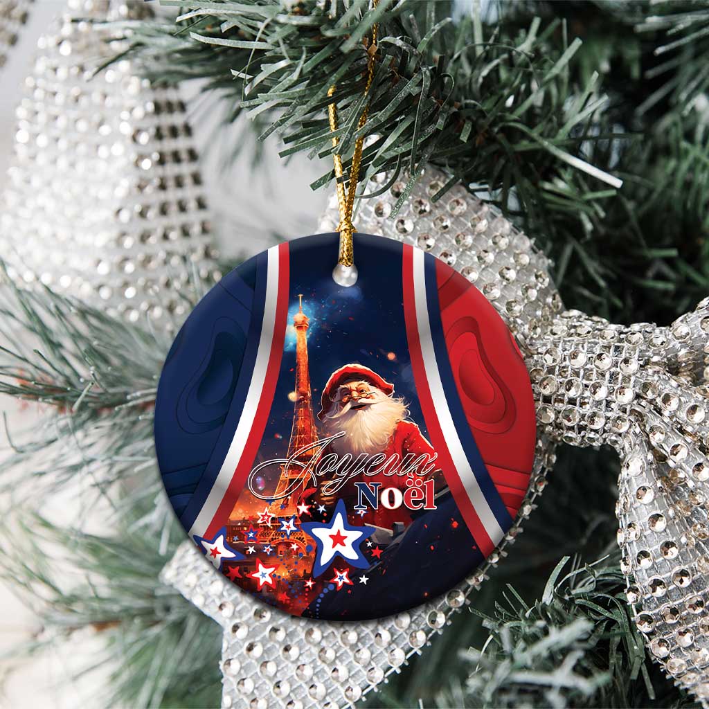 France Christmas Ceramic Ornament Joyeux Noel Santa Claus Eiffel Tower LT01