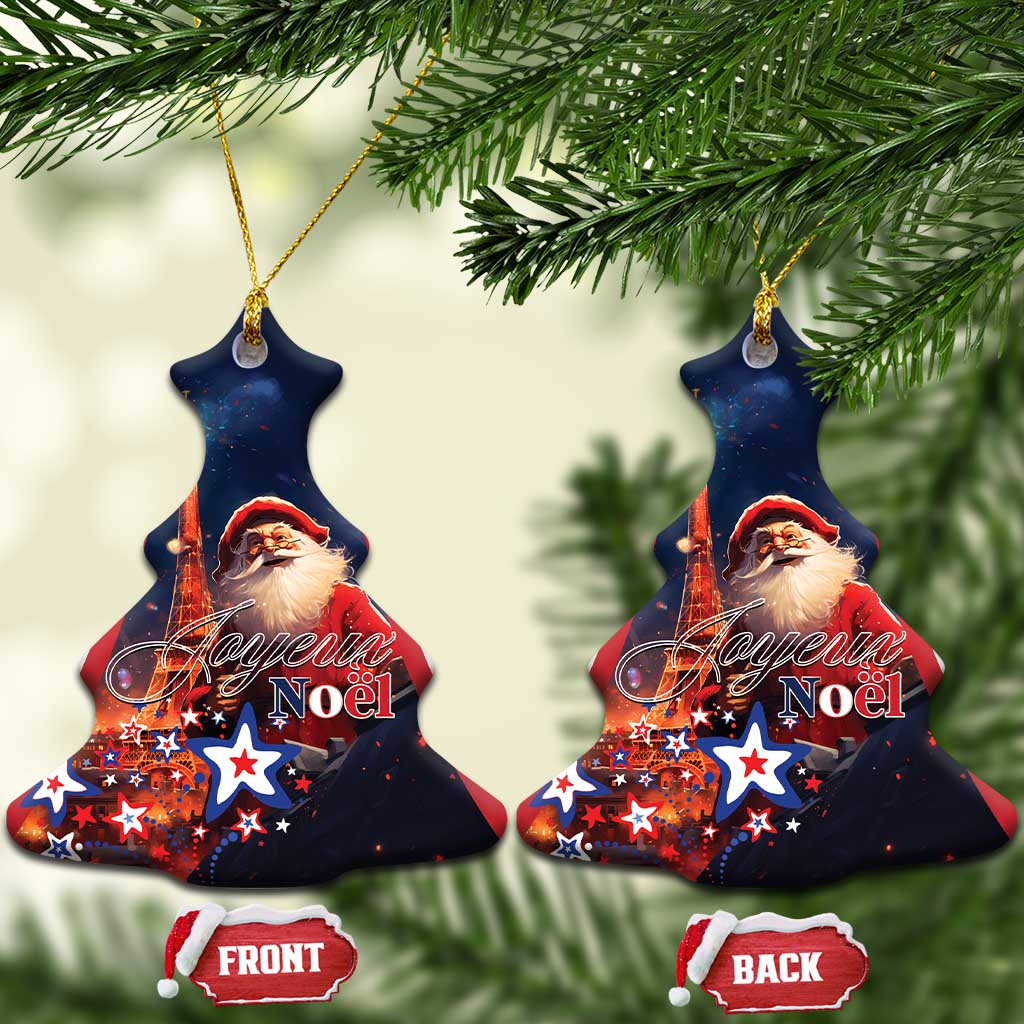 France Christmas Ceramic Ornament Joyeux Noel Santa Claus Eiffel Tower LT01