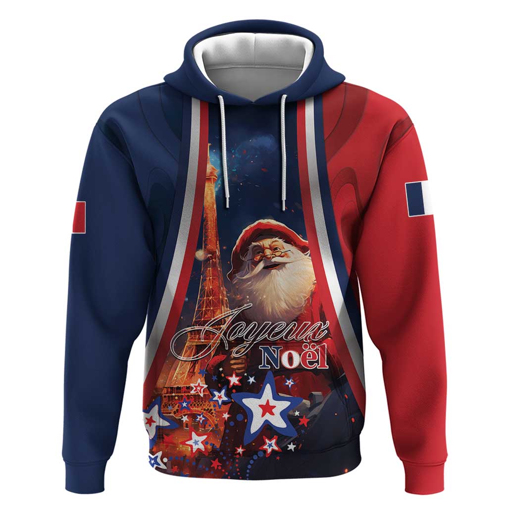 Personalised France Christmas Hoodie Joyeux Noel Santa Claus Eiffel Tower LT01