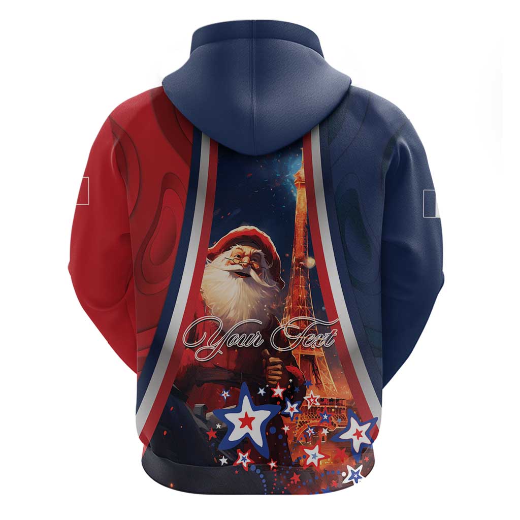 Personalised France Christmas Hoodie Joyeux Noel Santa Claus Eiffel Tower LT01
