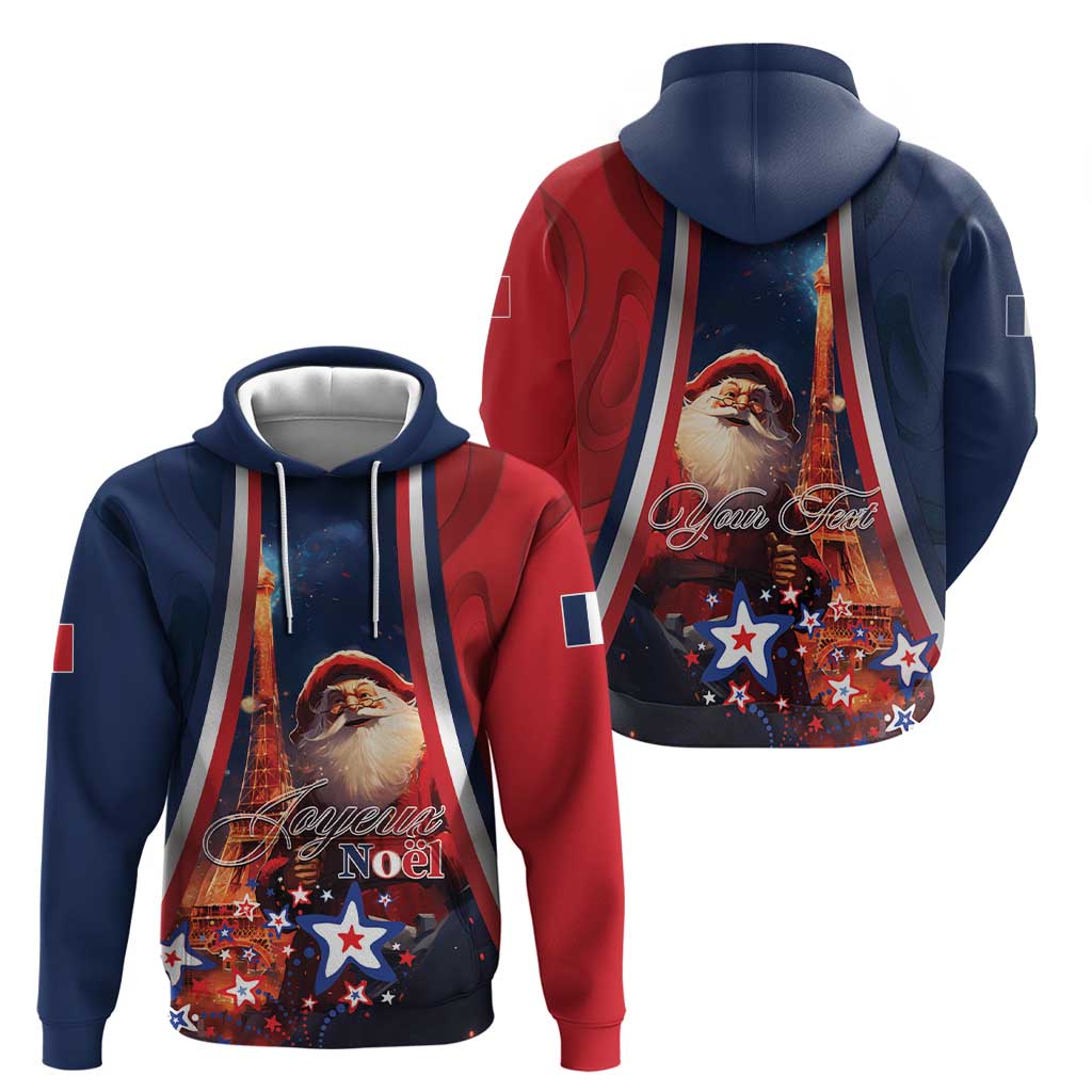 Personalised France Christmas Hoodie Joyeux Noel Santa Claus Eiffel Tower LT01