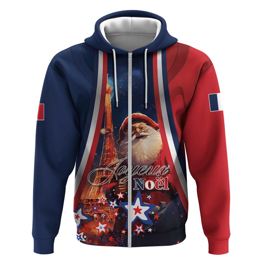 Personalised France Christmas Hoodie Joyeux Noel Santa Claus Eiffel Tower LT01