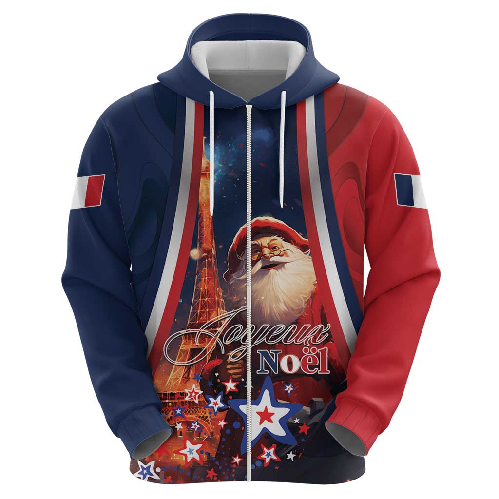 Personalised France Christmas Hoodie Joyeux Noel Santa Claus Eiffel Tower LT01