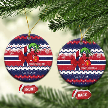 Norway Christmas Ceramic Ornament God Jul! Coquette Bow LT01