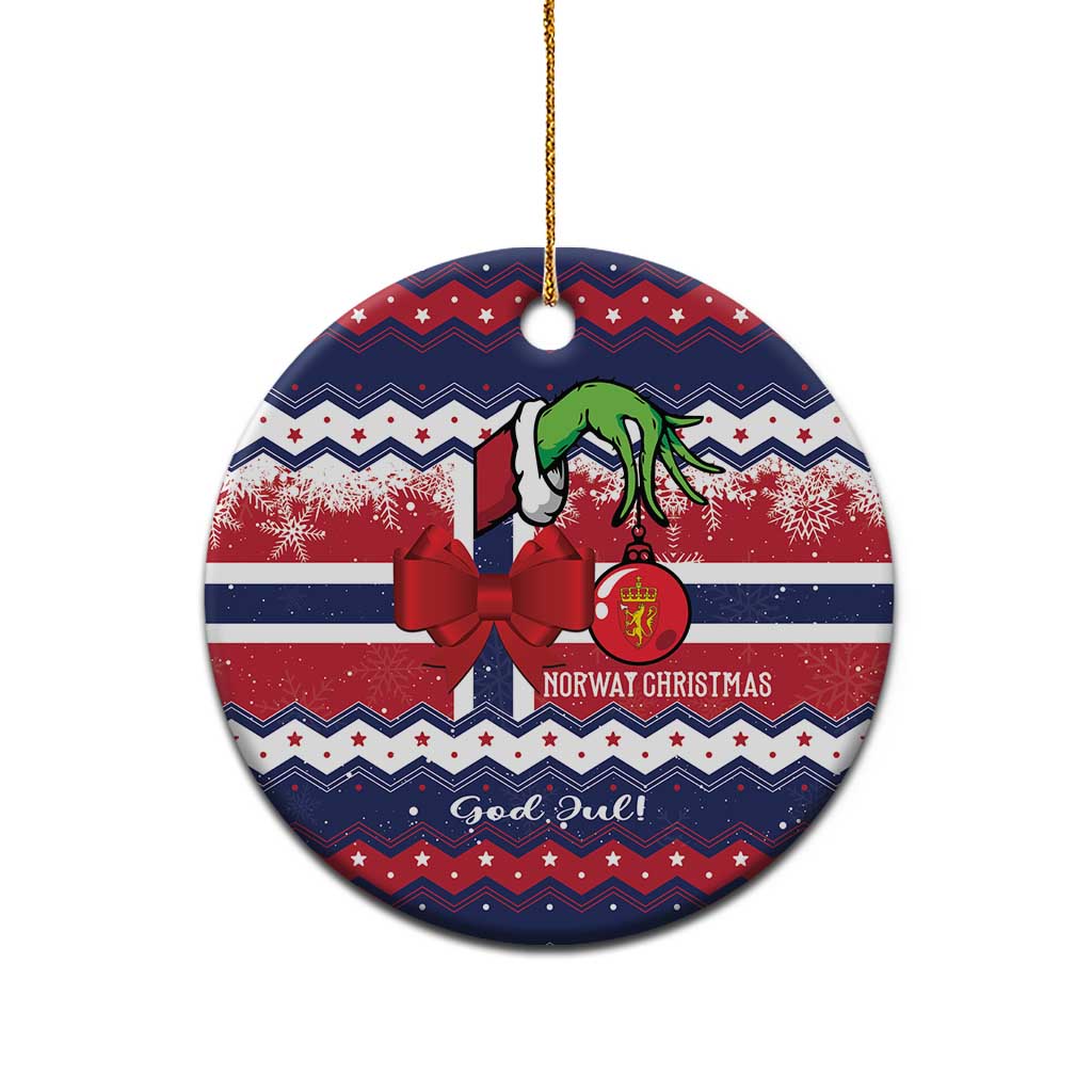 Norway Christmas Ceramic Ornament God Jul! Coquette Bow LT01