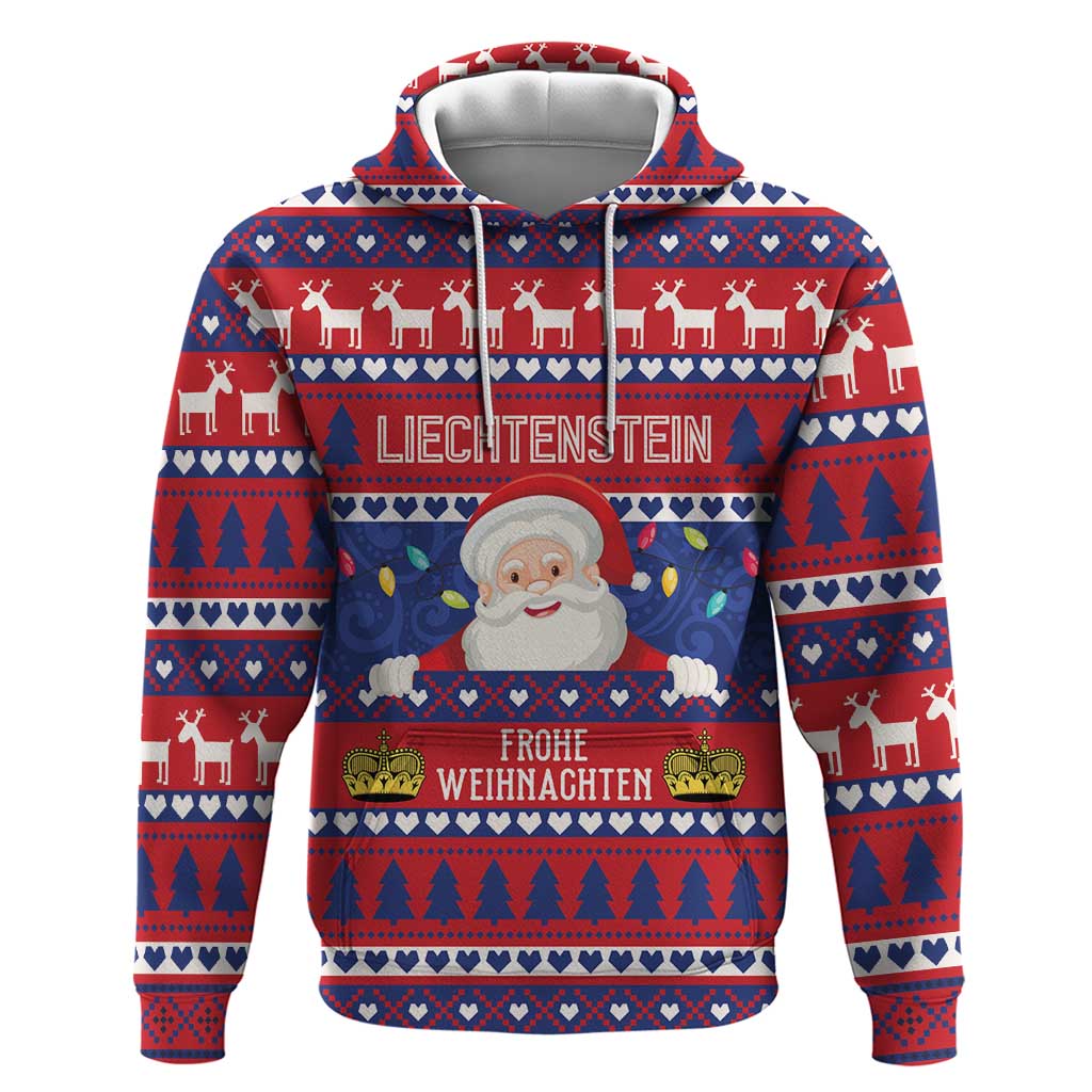 Liechtenstein Christmas Hoodie Frohe Weihnachten Der Weihnachtsmann LT01