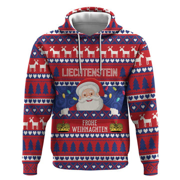 Liechtenstein Christmas Hoodie Frohe Weihnachten Der Weihnachtsmann LT01