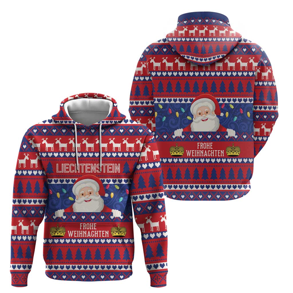 Liechtenstein Christmas Hoodie Frohe Weihnachten Der Weihnachtsmann LT01
