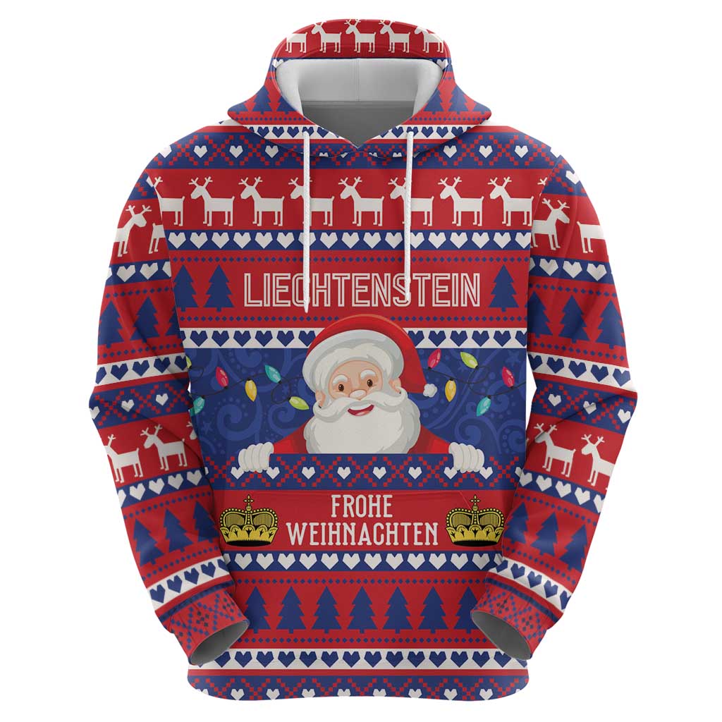 Liechtenstein Christmas Hoodie Frohe Weihnachten Der Weihnachtsmann LT01