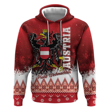 Personalized Austria Christmas Eagle Hoodie Frohe Weihnachten LT01