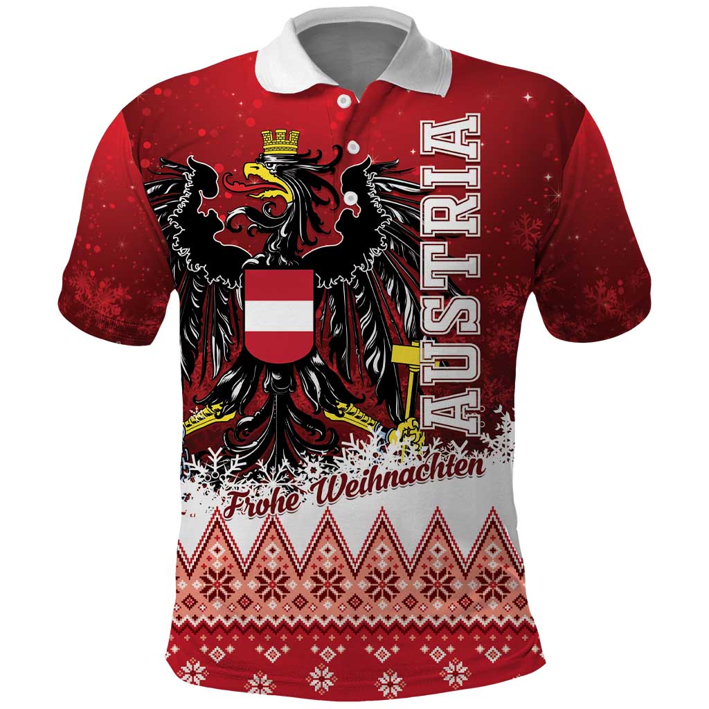 Personalized Austria Christmas Eagle Polo Shirt Frohe Weihnachten LT01
