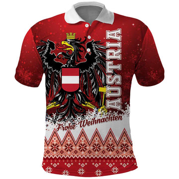 Personalized Austria Christmas Eagle Polo Shirt Frohe Weihnachten LT01