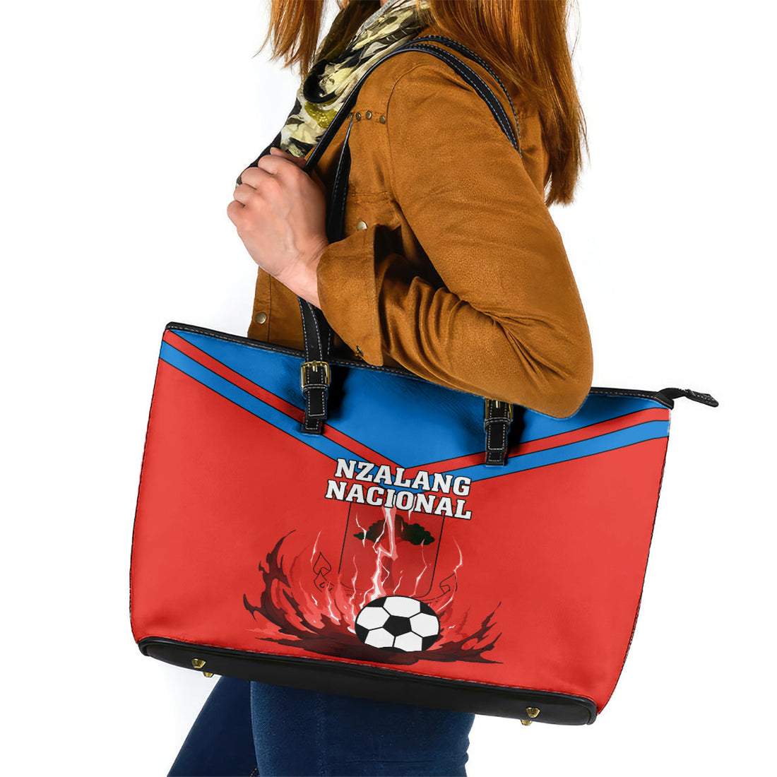 Equatorial Guinea Football Leather Tote Bag Come On Nzalang Nacional LT01