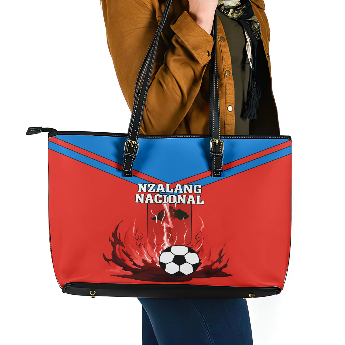 Equatorial Guinea Football Leather Tote Bag Come On Nzalang Nacional LT01