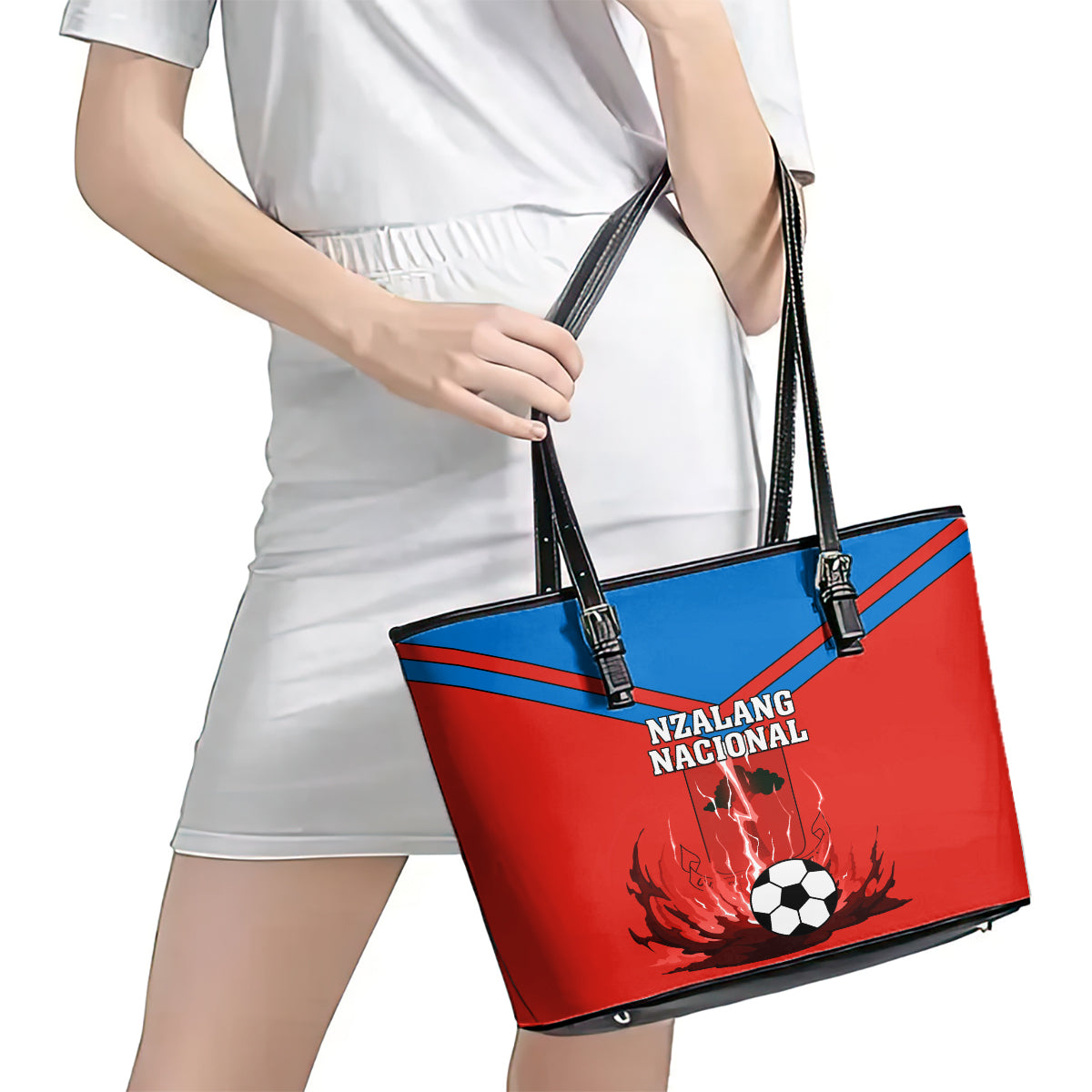 Equatorial Guinea Football Leather Tote Bag Come On Nzalang Nacional LT01