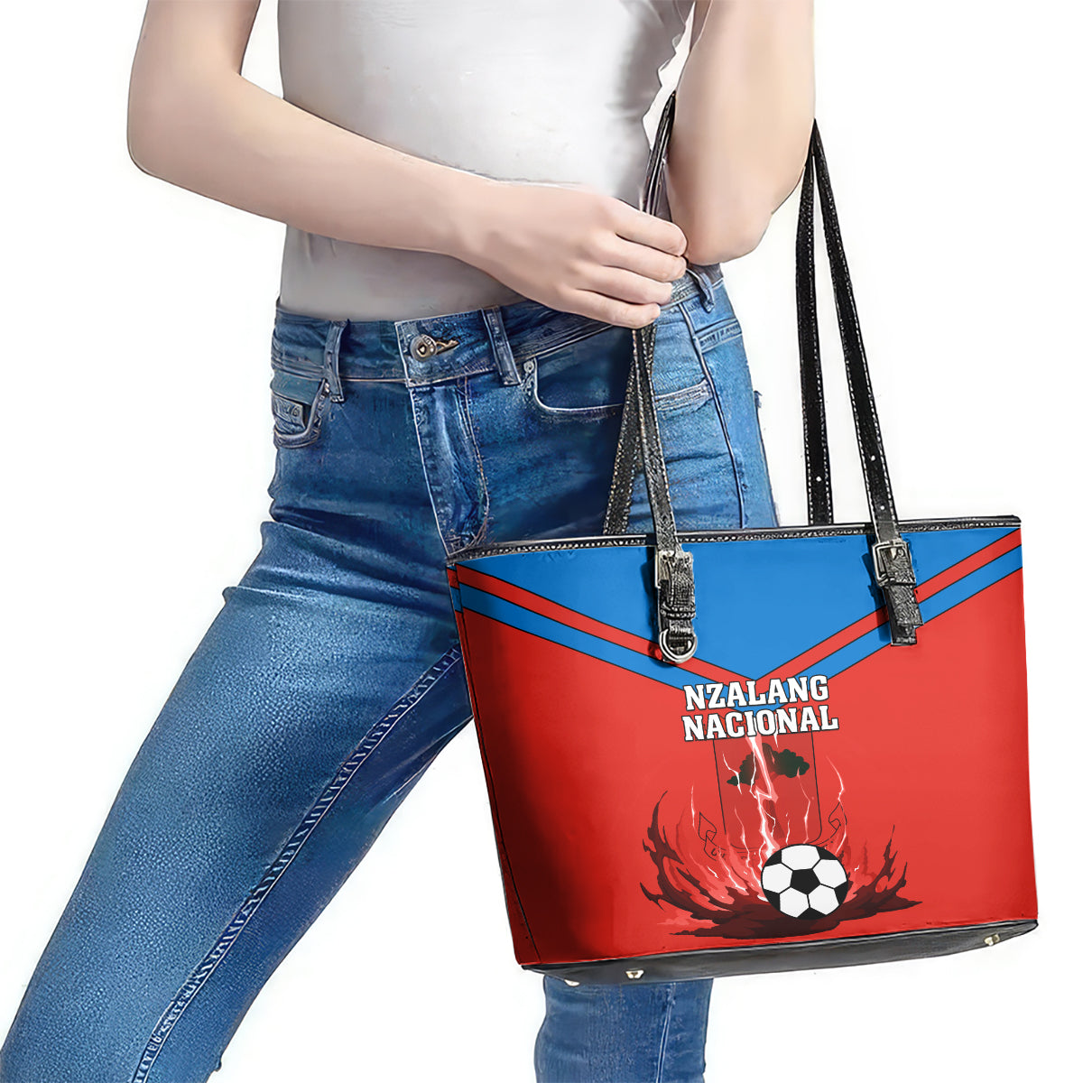Equatorial Guinea Football Leather Tote Bag Come On Nzalang Nacional LT01