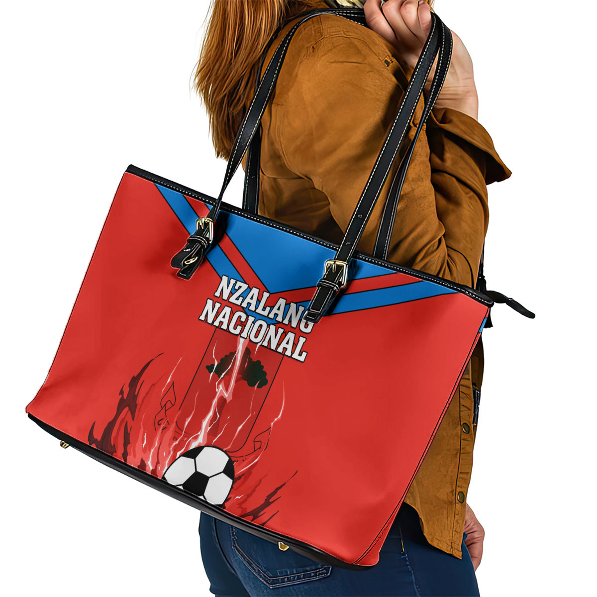 Equatorial Guinea Football Leather Tote Bag Come On Nzalang Nacional LT01