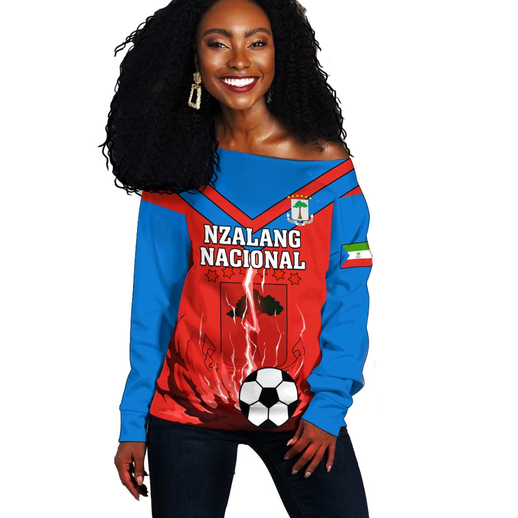 Support Nzalang Nacional - Equatorial Guinea Football Off Shoulder Sweater LT01