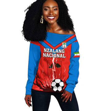 Support Nzalang Nacional - Equatorial Guinea Football Off Shoulder Sweater LT01