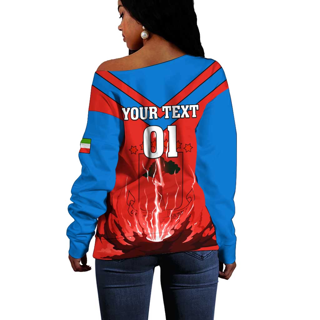 Support Nzalang Nacional - Equatorial Guinea Football Off Shoulder Sweater LT01