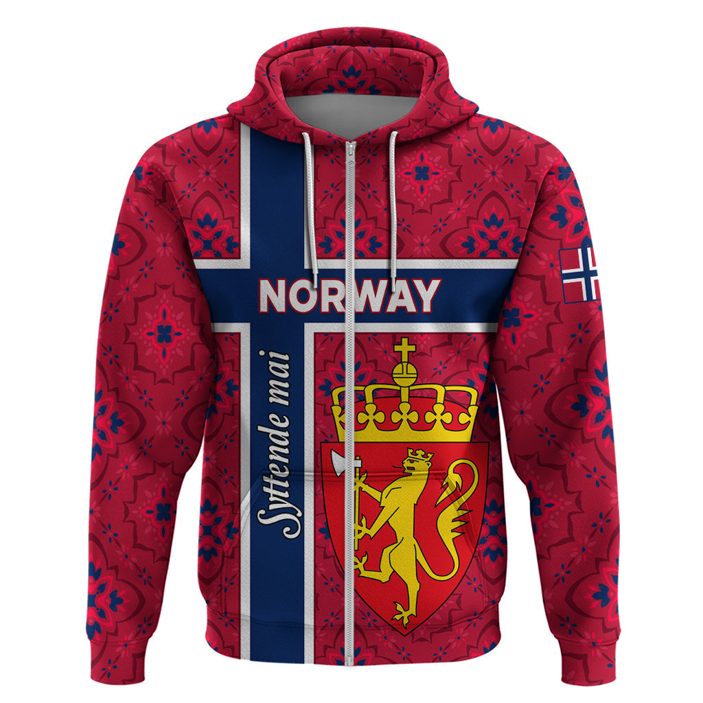 Norway Constitution Day Hoodie Norge Folk Pattern Flag Style LT01