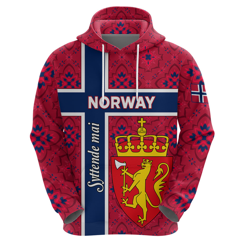 Norway Constitution Day Hoodie Norge Folk Pattern Flag Style LT01