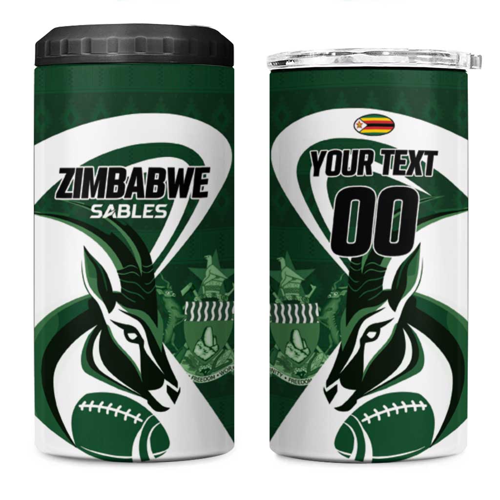 Custom Rugby Zimbabwe 4 in 1 Can Cooler Tumbler Sables Is The Champion LT01