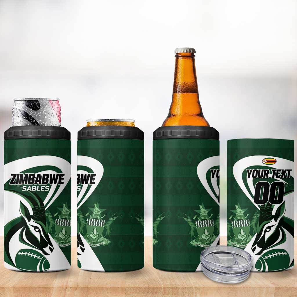Custom Rugby Zimbabwe 4 in 1 Can Cooler Tumbler Sables Is The Champion LT01