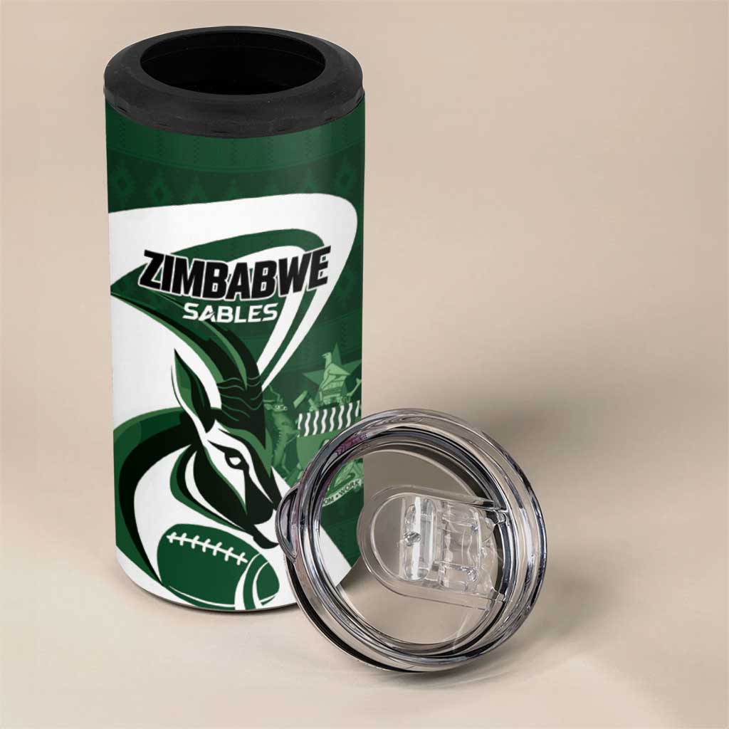 Custom Rugby Zimbabwe 4 in 1 Can Cooler Tumbler Sables Is The Champion LT01