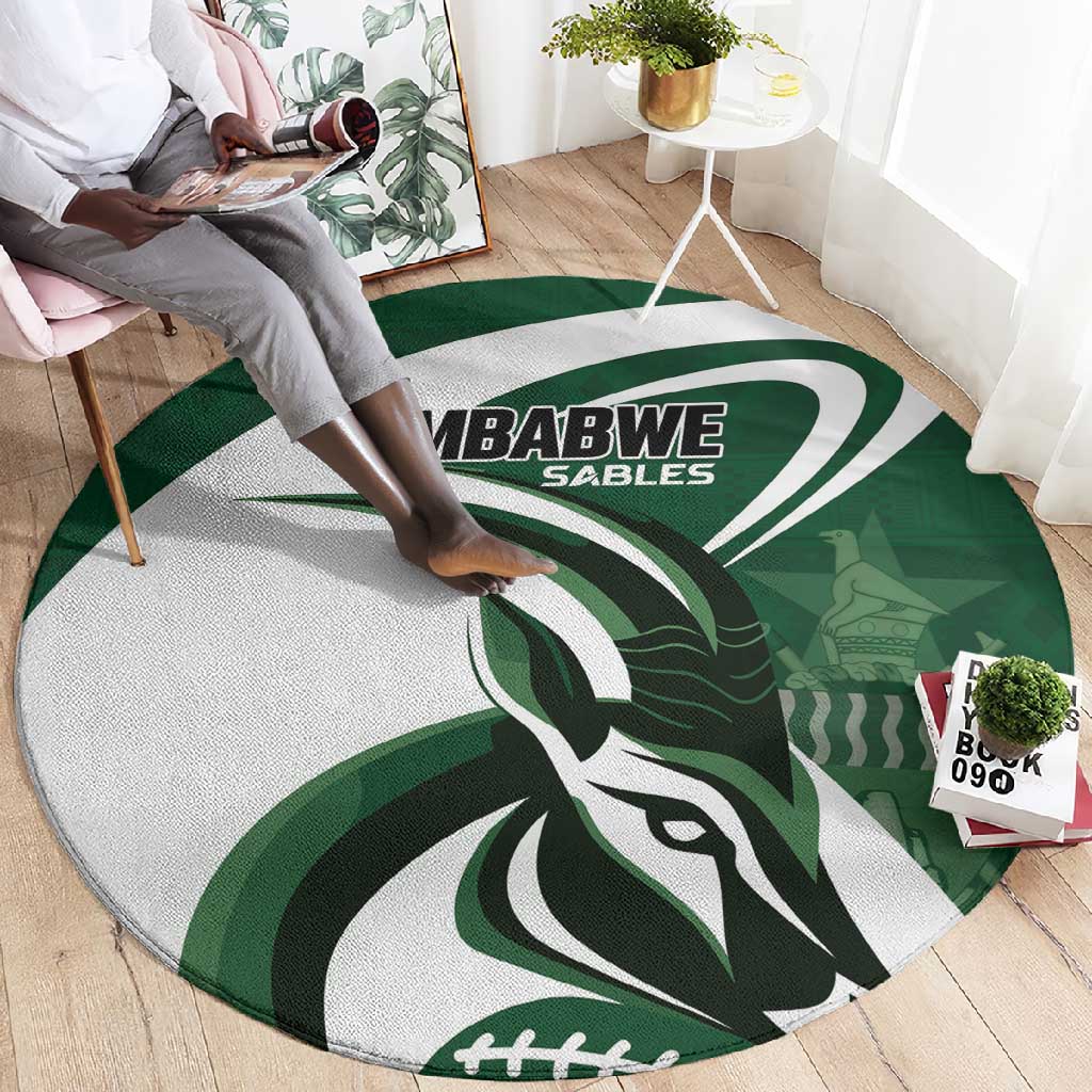Rugby Zimbabwe Round Carpet Sables Is The Champion LT01