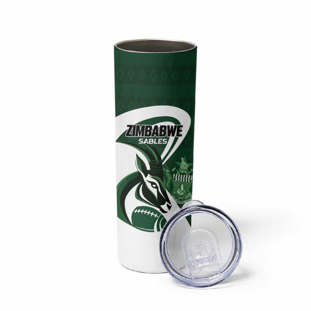 Custom Rugby Zimbabwe Skinny Tumbler Sables Is The Champion LT01
