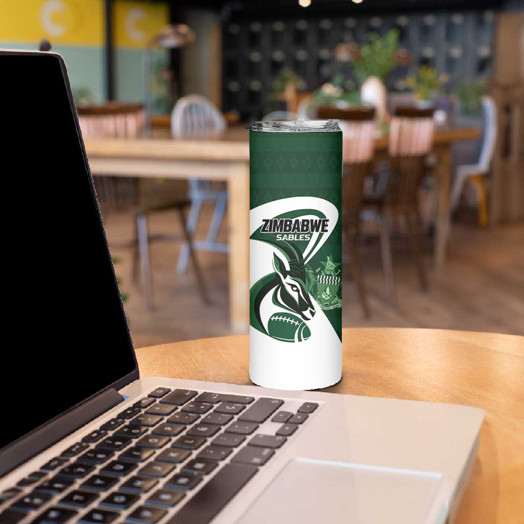 Custom Rugby Zimbabwe Skinny Tumbler Sables Is The Champion LT01