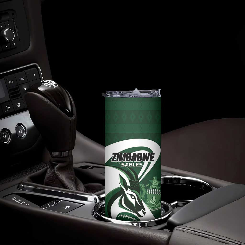 Custom Rugby Zimbabwe Skinny Tumbler Sables Is The Champion LT01