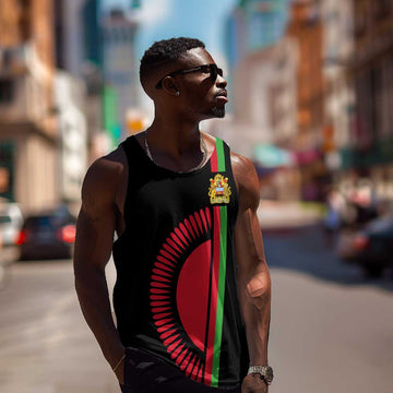 Personalized Malawi Men Tank Top with Coat of Arms Flag Style LT01