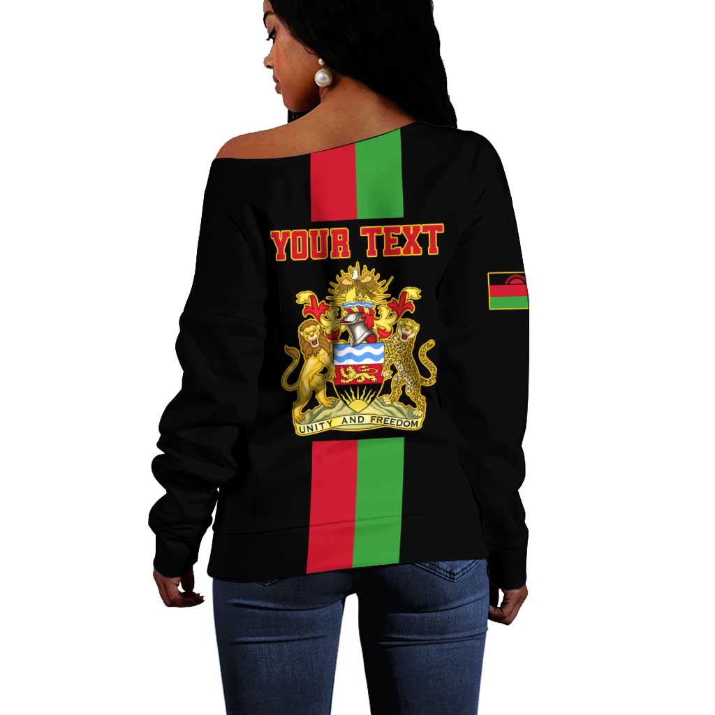Personalized Malawi Off Shoulder Sweater with Coat of Arms Flag Style LT01