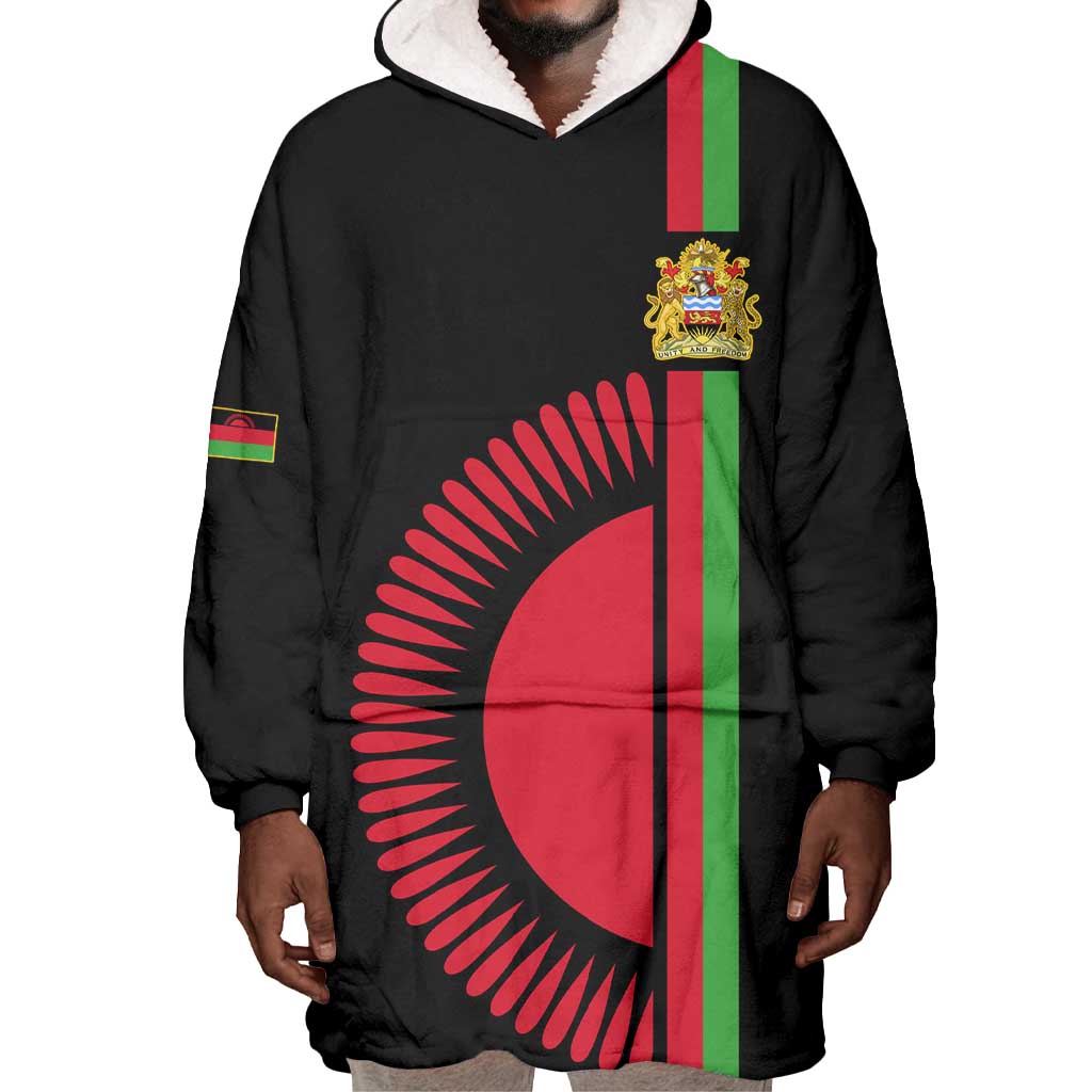 Personalized Malawi Wearable Blanket Hoodie with Coat of Arms Flag Style LT01