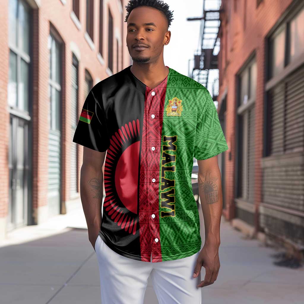 Personalized Malawi Baseball Jersey with Coat of Arms and African Pattern LT01