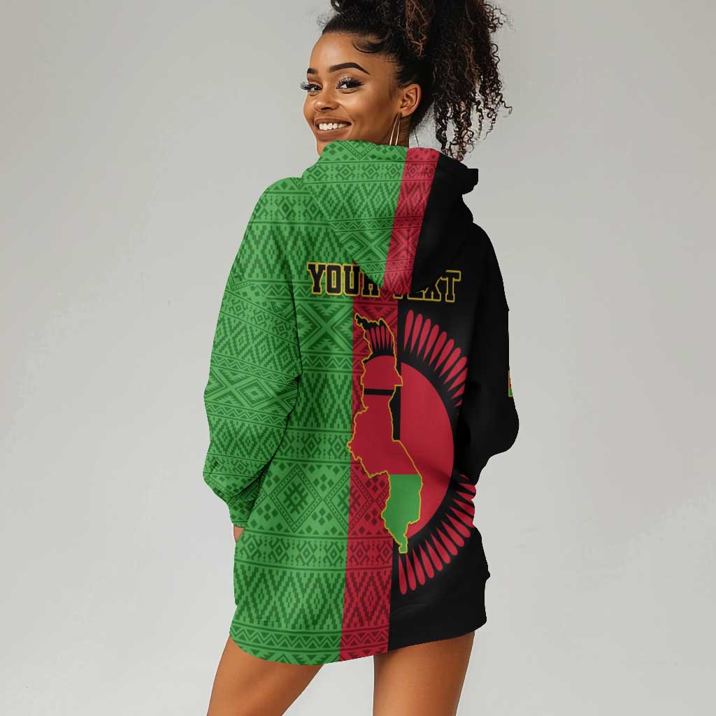 Personalized Malawi Hoodie Dress with Coat of Arms and African Pattern LT01