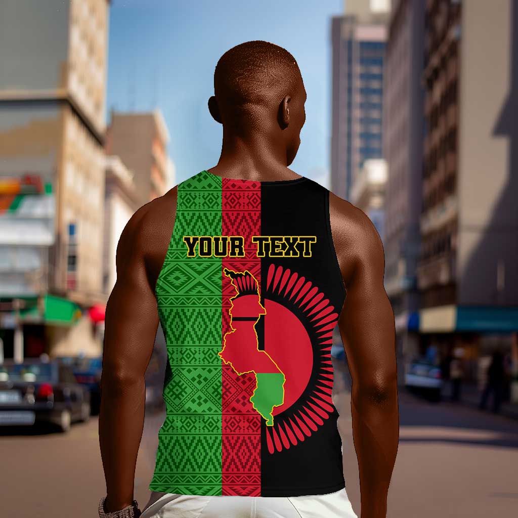Personalized Malawi Men Tank Top with Coat of Arms and African Pattern LT01