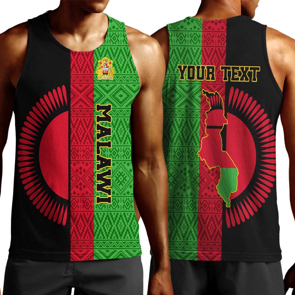 Personalized Malawi Men Tank Top with Coat of Arms and African Pattern LT01